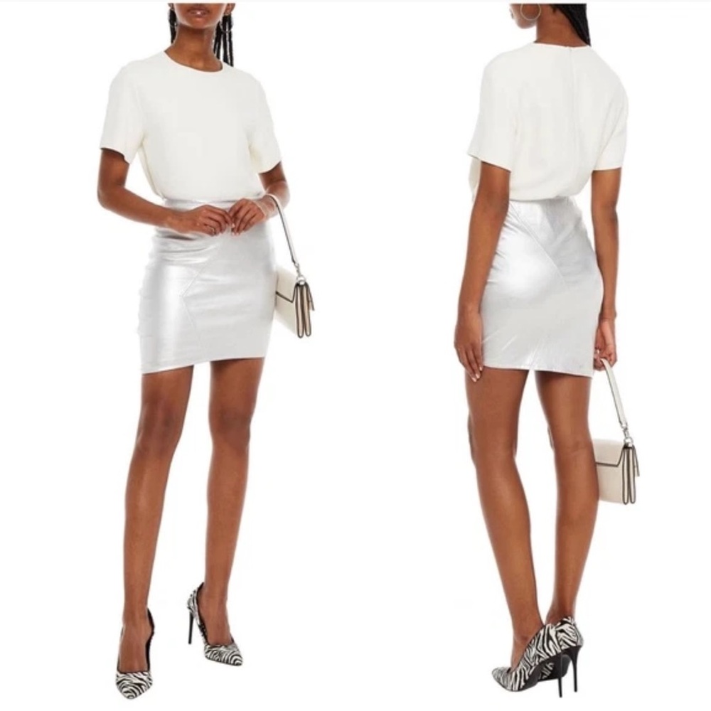 ba&sh Jupe Party Asymmetrical Leather Mini Skirt NWT